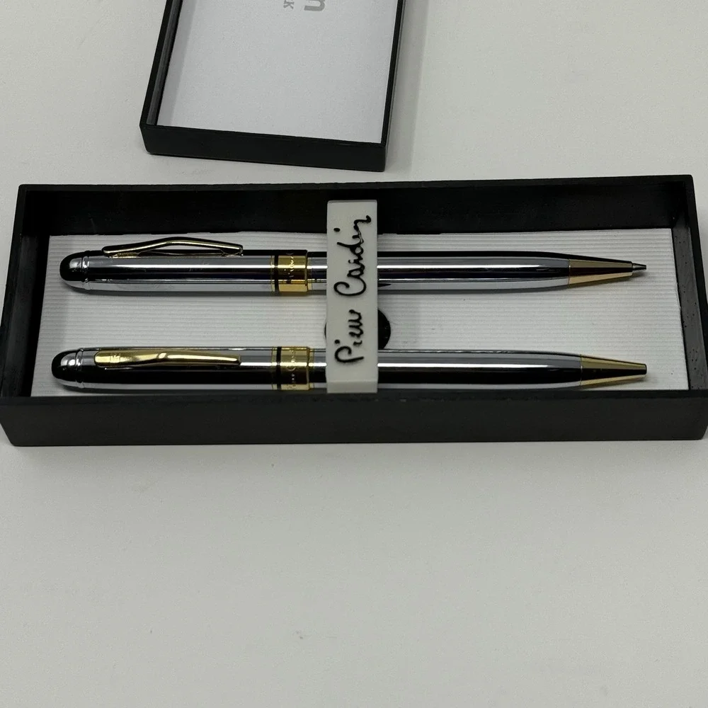 Pierre Cardin Ballpoint Pen & Mechanical Pencil, Slim Luxury Look, Silver & Gold